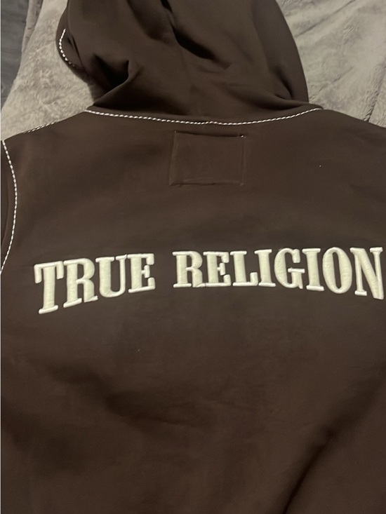 True Religion Jackets & Blazers - True Religion Brown Jacket with Cream Label and Red Logo